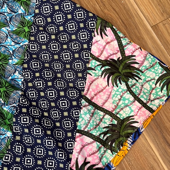 Vibrant Colors Medium Hawaiian Midi A-Line Skirt with Bow Tie - Picture 5 of 6